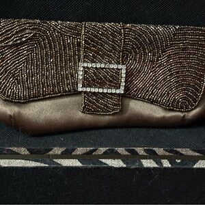 Elegant Beaded Clutch with Rhinestone Buckle